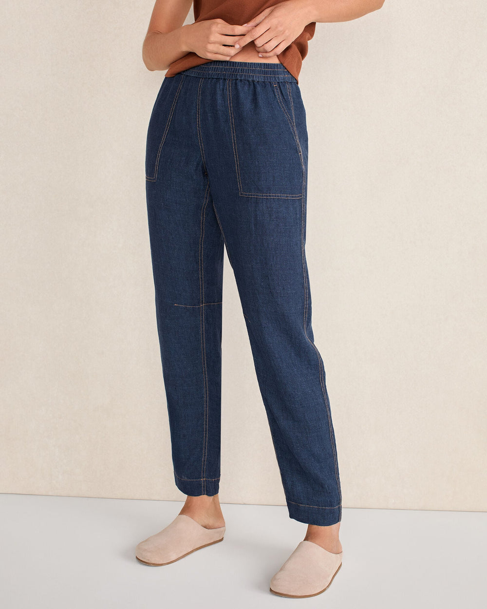 LINEN BARREL LEG PANTS | Talbots outlet