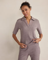 WIDE RIB KNIT JOHNNY COLLAR TOP | Talbots sale