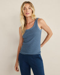 ORGANIC COTTON DELICATE STRIPE SCOOP NECK TANK | Talbots discount
