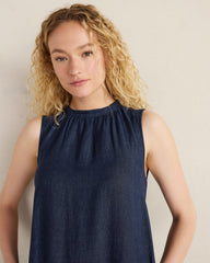LINEN TIERED MIDI DRESS | Talbots for sale