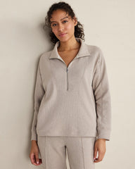 COTTON BLEND OTTOMAN RIB HALF ZIP PULLOVER | Talbots online