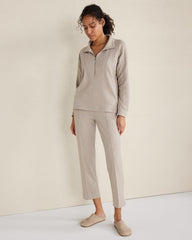 COTTON BLEND OTTOMAN RIB HALF ZIP PULLOVER | Talbots online
