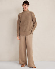 ORGANIC COTTON SHAKER STITCH ROLL NECK SWEATER | Talbots discount