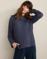 COTTON BLEND MIXED STITCH CREWNECK SWEATER | Talbots US