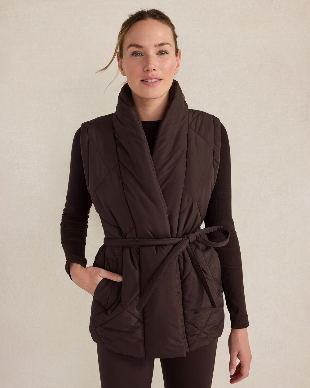 QUILTED PUFFER BELTED VEST | Talbots US