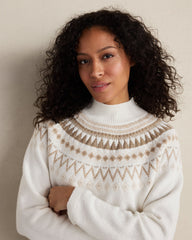 ORGANIC COTTON BLEND FAIRISLE MOCK NECK SWEATER | Talbots on sale