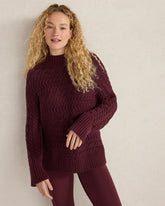 ORGANIC COTTON HORIZONTAL CABLE FUNNEL NECK SWEATER | Talbots online