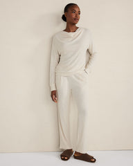 BRUSHED RIB KNIT DRAPE NECK TOP | Talbots US
