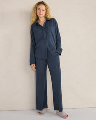 ORGANIC COTTON RIB KNIT RELAXED WIDE LEG PANTS | Talbots for sale