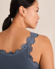 ORGANIC COTTON RIB KNIT LACE TANK | Talbots online