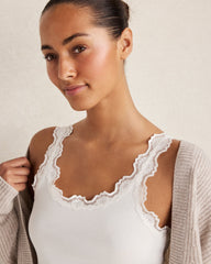 ORGANIC COTTON RIB KNIT LACE TANK | Talbots online
