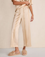 WASHABLE SILK STRIPE CROPPED WIDE LEG PANTS | Talbots online