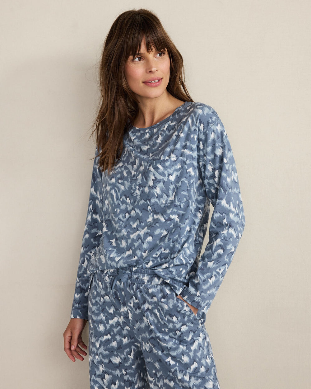 ORGANIC COTTON JERSEY WAVE PAJAMA SHIRT | Talbots near me