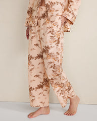 ORGANIC COTTON POPLIN PAINTED ROSE CURVED HEM PAJAMA PANTS | Talbots sale