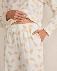 ORGANIC COTTON JERSEY FEATHER PRINT PAJAMA PANTS | Talbots US