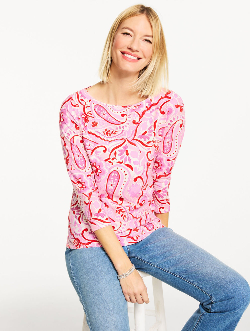 BATEAU NECK TEE - PRANCING PAISLEY | Talbots US