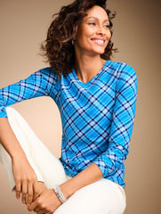 LONG SLEEVE CREWNECK TEE - TINSEL PLAID | Talbots on sale