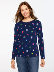 LONG SLEEVE CREWNECK TEE - TOSSED GIFTS | Talbots outlet