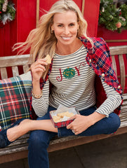 LONG SLEEVE CREWNECK TEE - JOY STRIPE | Talbots sale