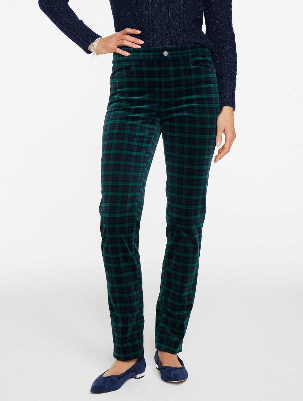 STRAIGHT LEG VELVETEEN PANTS - TRANQUIL TARTAN | Talbots online