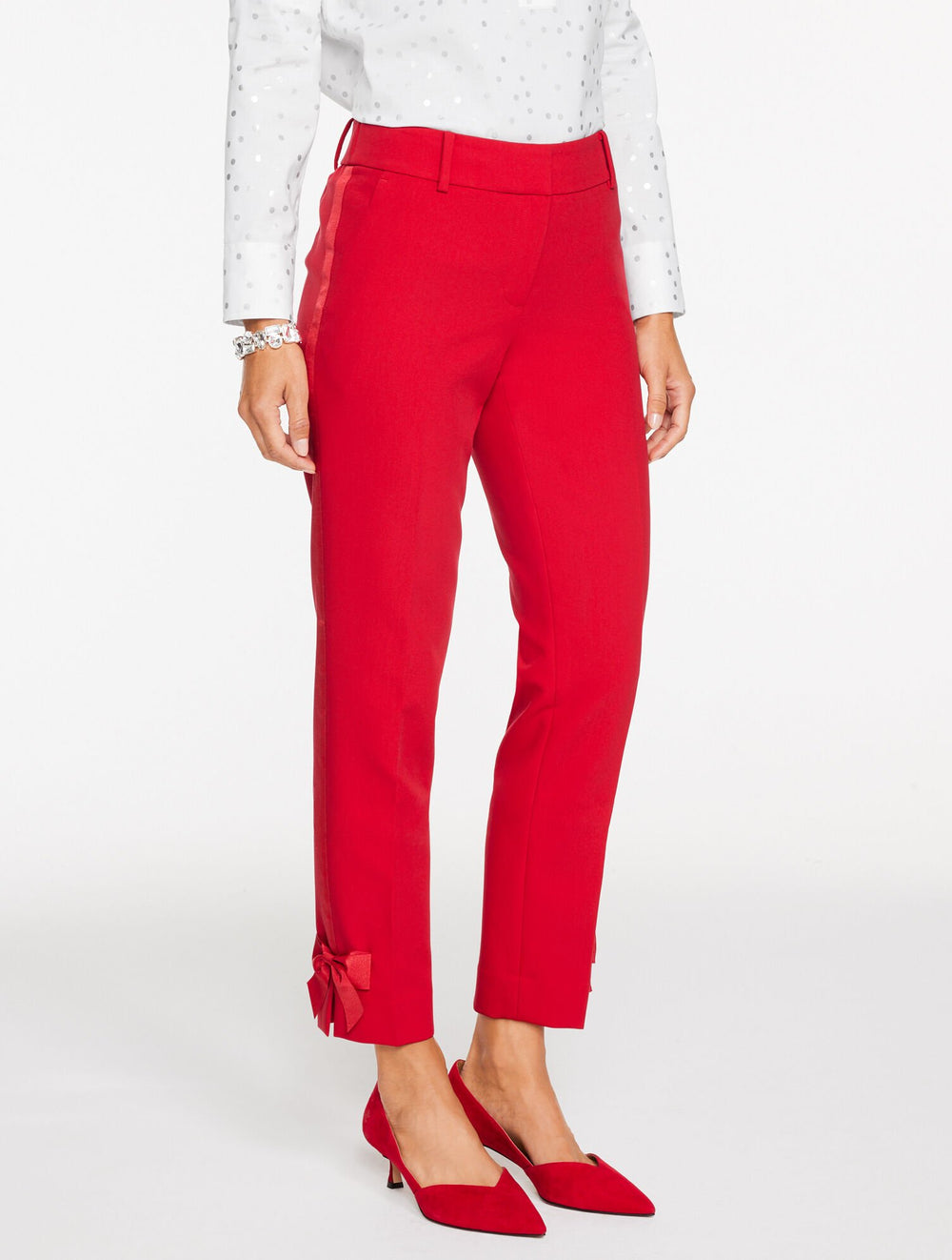 TALBOTS HAMPSHIRE LIGHTWEIGHT DOUBLE CLOTH STRAIGHT ANKLE PANTS - BOW | Talbots on sale