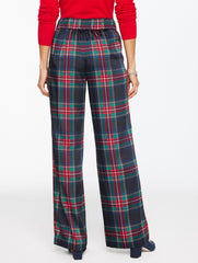 WIDE LEG PULL-ON PANTS - JOLLY TARTAN | Talbots on sale