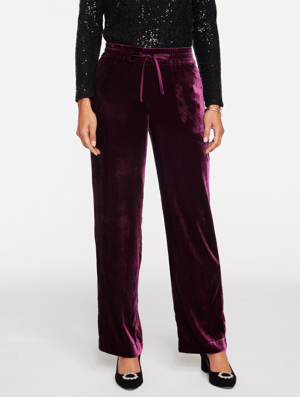 STRAIGHT LEG VELVET PULL-ON PANTS | Talbots outlet