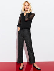 JACQUARD LEOPARD STRAIGHT ANKLE PANTS | Talbots for sale