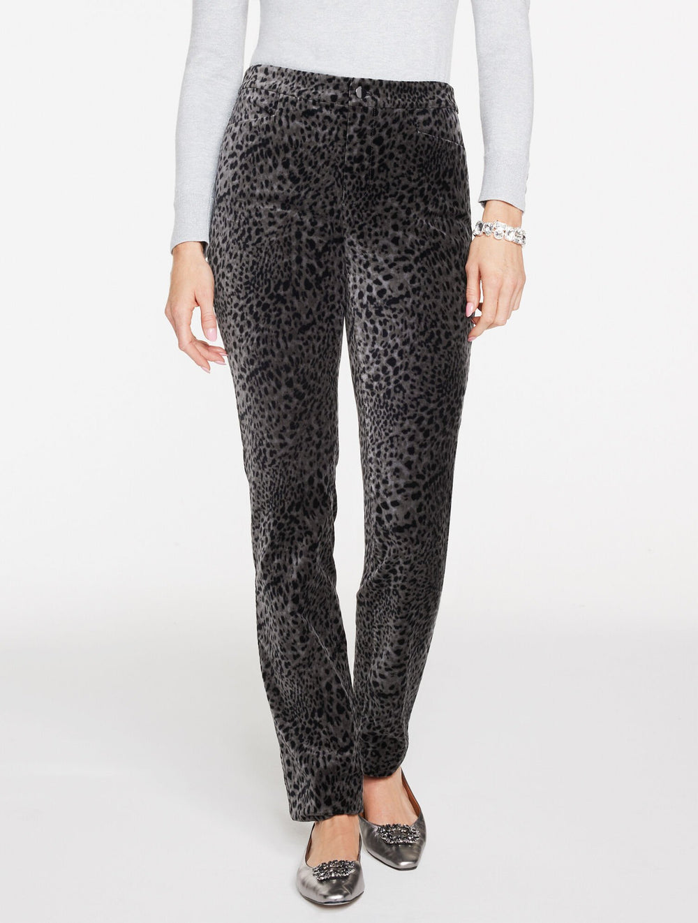 STRAIGHT LEG VELVETEEN PANTS - SWIRLY LEOPARD | Talbots sale