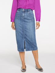 EMBELLISHED DENIM MIDI SKIRT | Talbots on sale