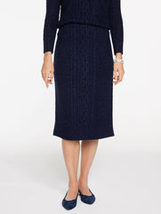METALLIC MIXED CABLE MIDI SKIRT | Talbots for sale
