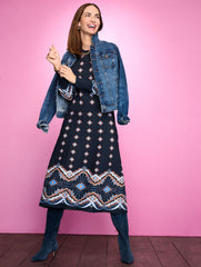 JACQUARD FIT & FLARE SKIRT - SCALLOP MEDALLION | Talbots on sale