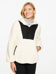 SHERPA HALF-ZIP HOODED PULLOVER - COLORBLOCK | Talbots outlet