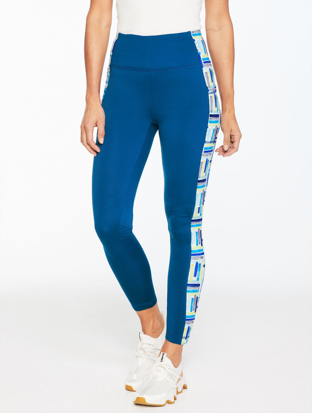 SPORT FLEECEBACK LEGGINGS - WATERCOLOR GEO | Talbots outlet