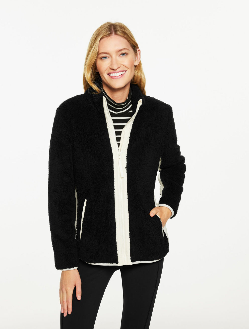 COZY SHERPA JACKET - COLORBLOCK | Talbots discount