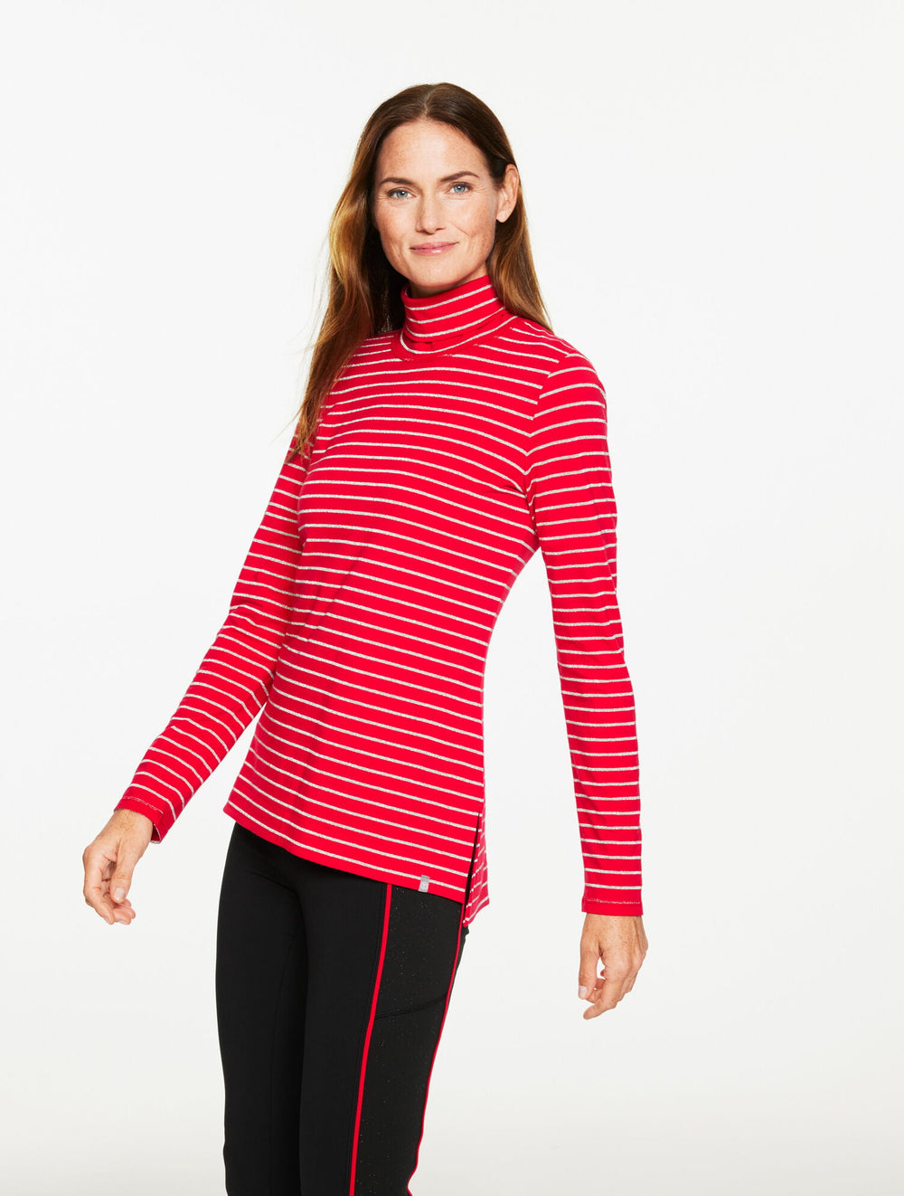 SUPERSOFT JERSEY TURTLENECK TEE - GLITTER SNOW STRIPE | Talbots online