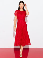CHANTILLY LACE FIT & FLARE MIDI DRESS | Talbots online