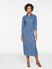 DENIM MIDI SHIRTDRESS - BRIDGEPORT WASH | Talbots online