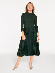 MIXED MEDIA PLEATED MIDI DRESS | Talbots for sale