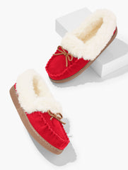 CLEO SUEDE FAUX FUR MOCCASINS | Talbots sale