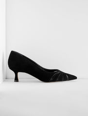 EMBER MESH SUEDE KITTEN HEEL PUMPS | Talbots discount