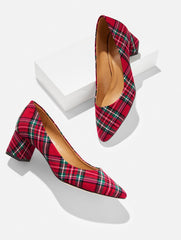 KAYLA BLOCK HEEL PUMPS - CIDER PLAID | Talbots on sale