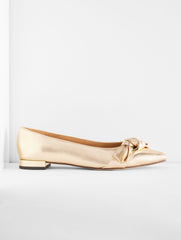 PORTIA BOW METALLIC LEATHER FLATS | Talbots outlet