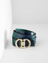 CRYSTAL EMBELLISHED REVERSIBLE PEBBLE LEATHER BELT | Talbots for sale