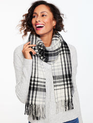 CASHMERE WATERWEAVE SCARF - SERENE PLAID | Talbots outlet