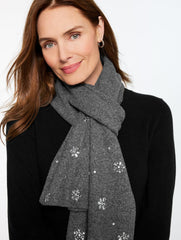 SNOWFLAKE EMBELLISHED SOFT KNIT SCARF | Talbots on sale