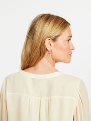 PLEATED LACE TRIM TOP | Talbots on sale