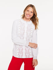 EMBELLISHED EYELET POPLIN TOP | Talbots US