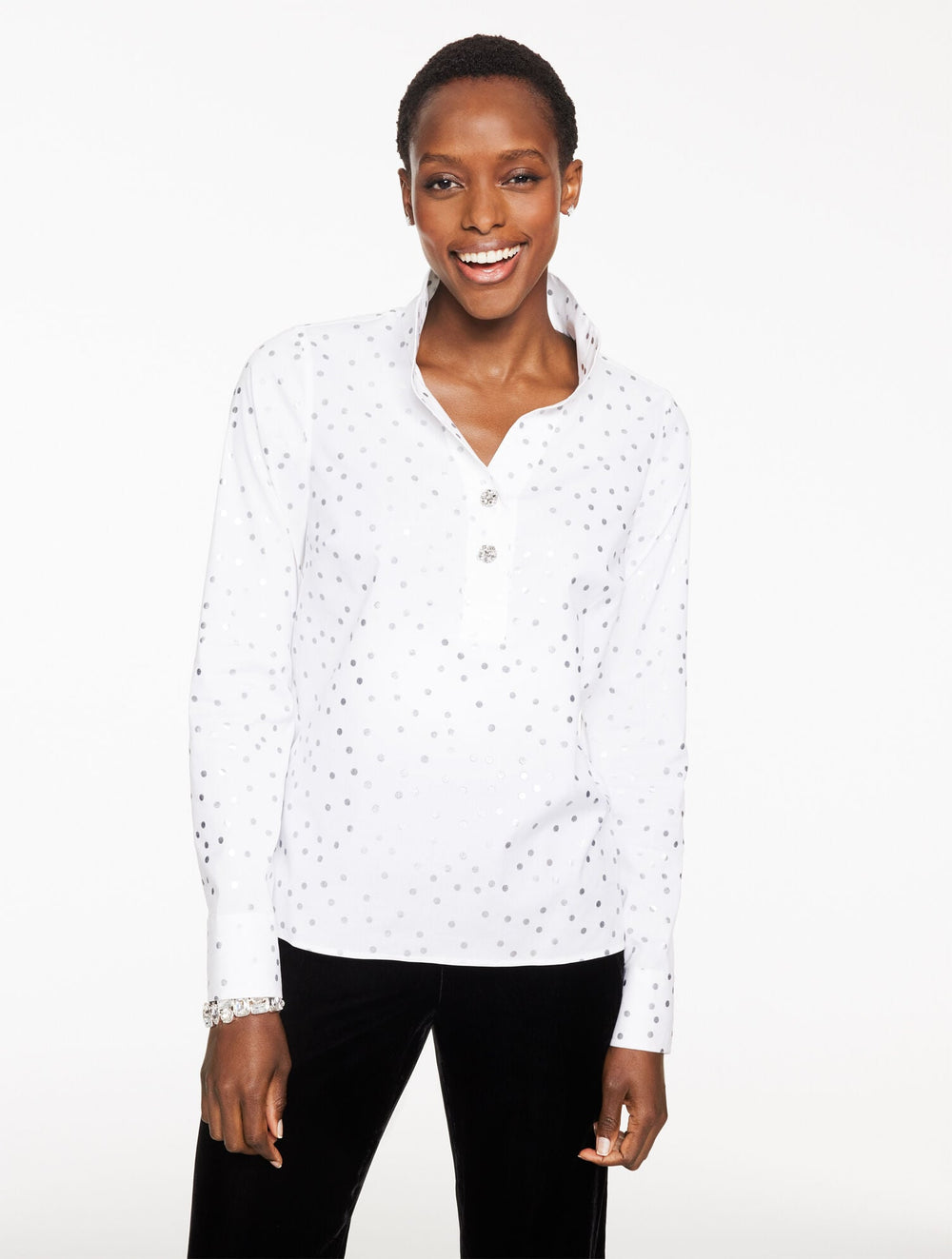 NON-IRON POPOVER - SCATTERED DOTS | Talbots near me