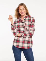 METALLIC RUFFLE POPOVER - HEARTWARMING PLAID | Talbots on sale